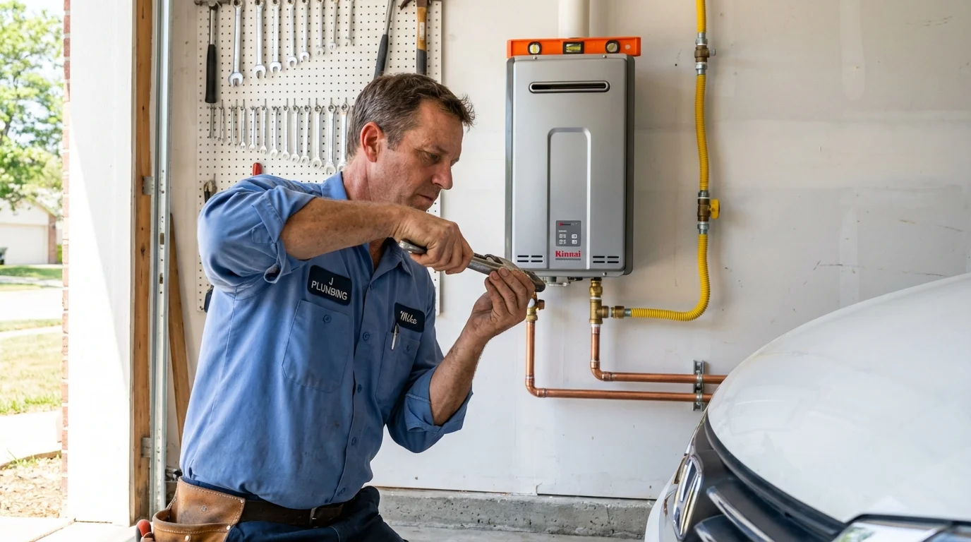 Tankless water heater installation by a Johns Plumbing LLC plumber in Louisburg